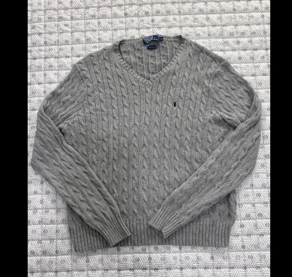 폴로 랄프로렌 케이블 니트 XL 회색 상품이미지1