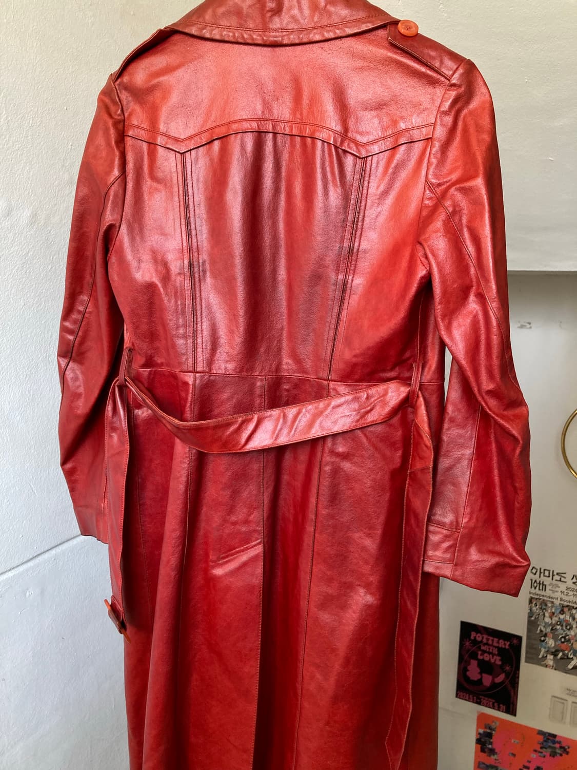 리얼 레더 버건디 브릭 코트 상품이미지6