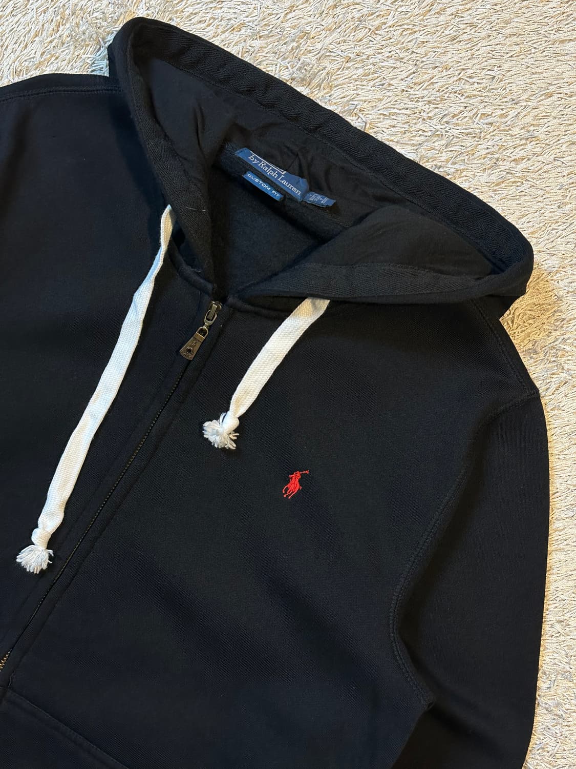 폴로 랄프로렌 커스텀핏 레드포니 기모 후드집업 블랙 상품이미지2
