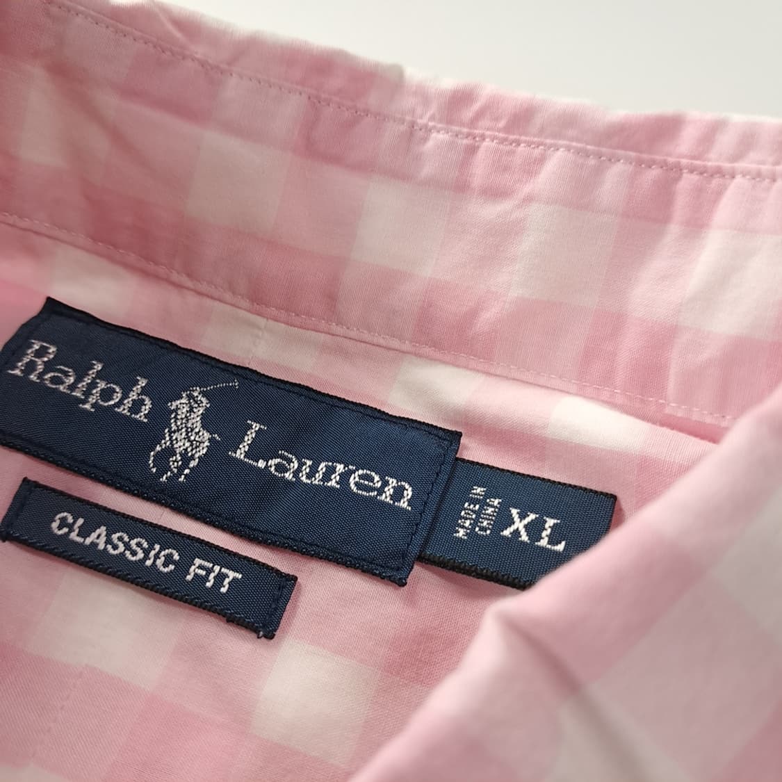 CK259 XL 폴로 00s 깅엄 체크 핑크 반팔셔츠 남방 상품이미지3