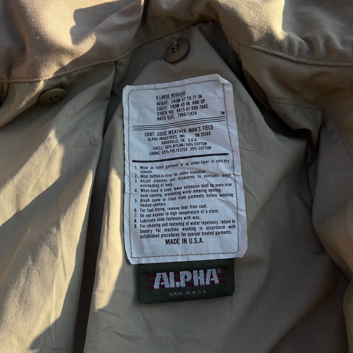 90s알파 인터스트리 사막 위장 패턴M-65 필드 재킷(실측확인) 상품이미지3