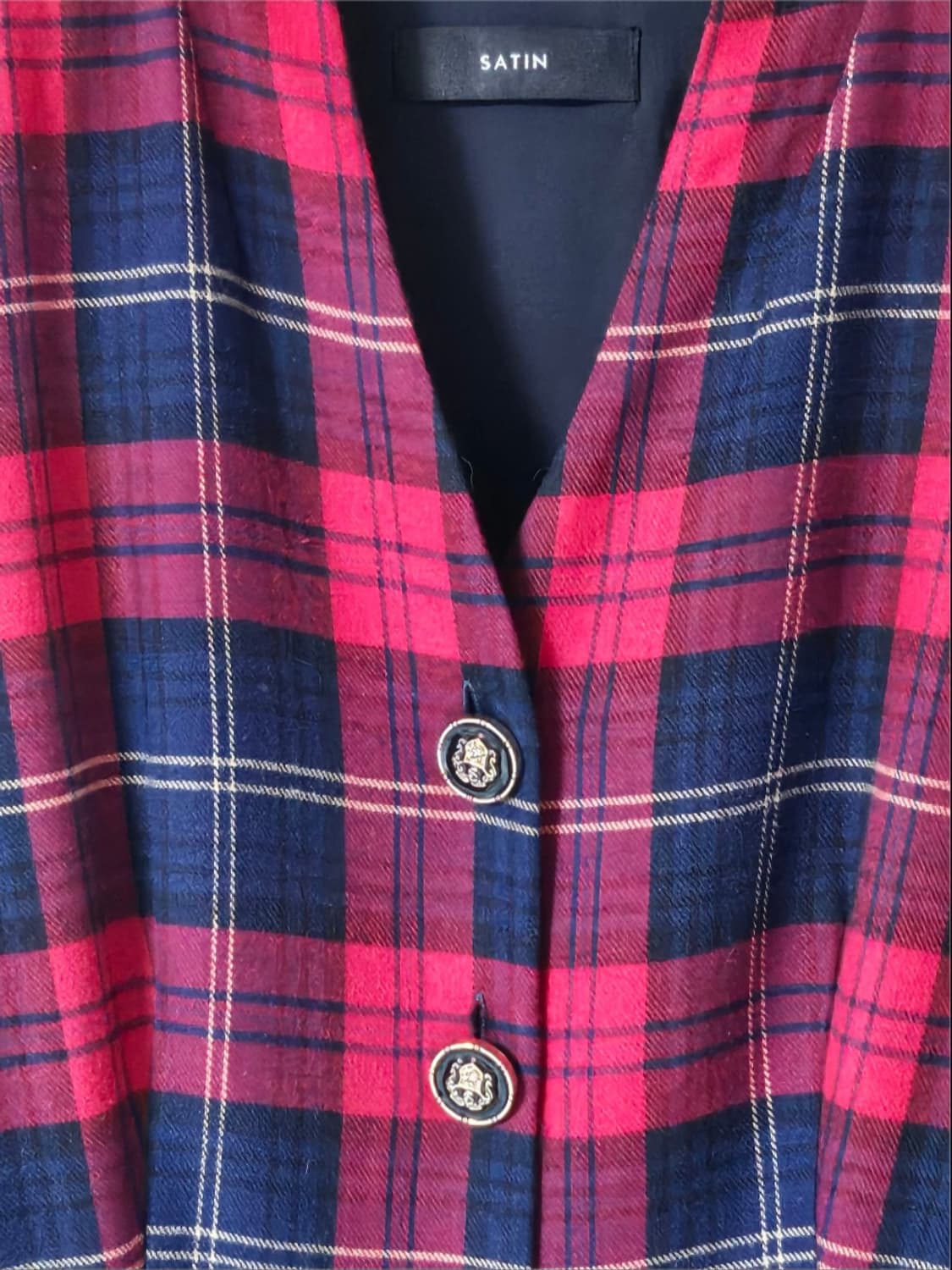 샤틴 울 체크 벨티드 A라인 미디원피스 66 상품이미지6