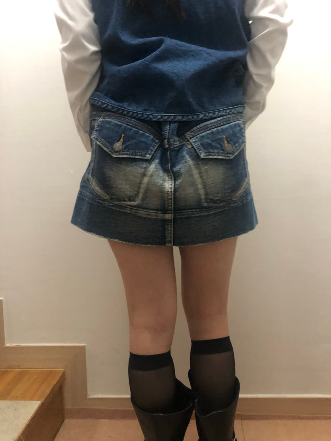 빈티지 데님 버튼 미니 스커트 상품이미지10