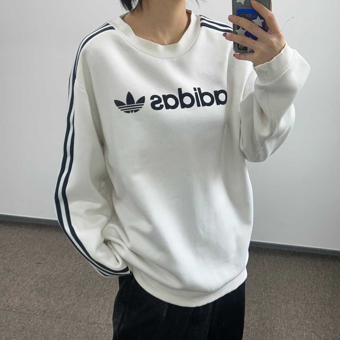 Adidas 아디다스 파이어로고 트랙 아이보리 맨투맨 상품이미지2