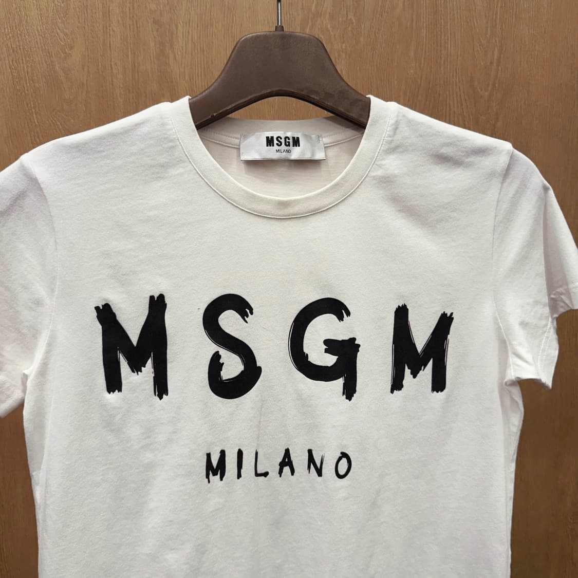 MSGM 밀라노 로고 프린팅 코튼 라운드넥 반팔 티셔츠 화이트 상품이미지4