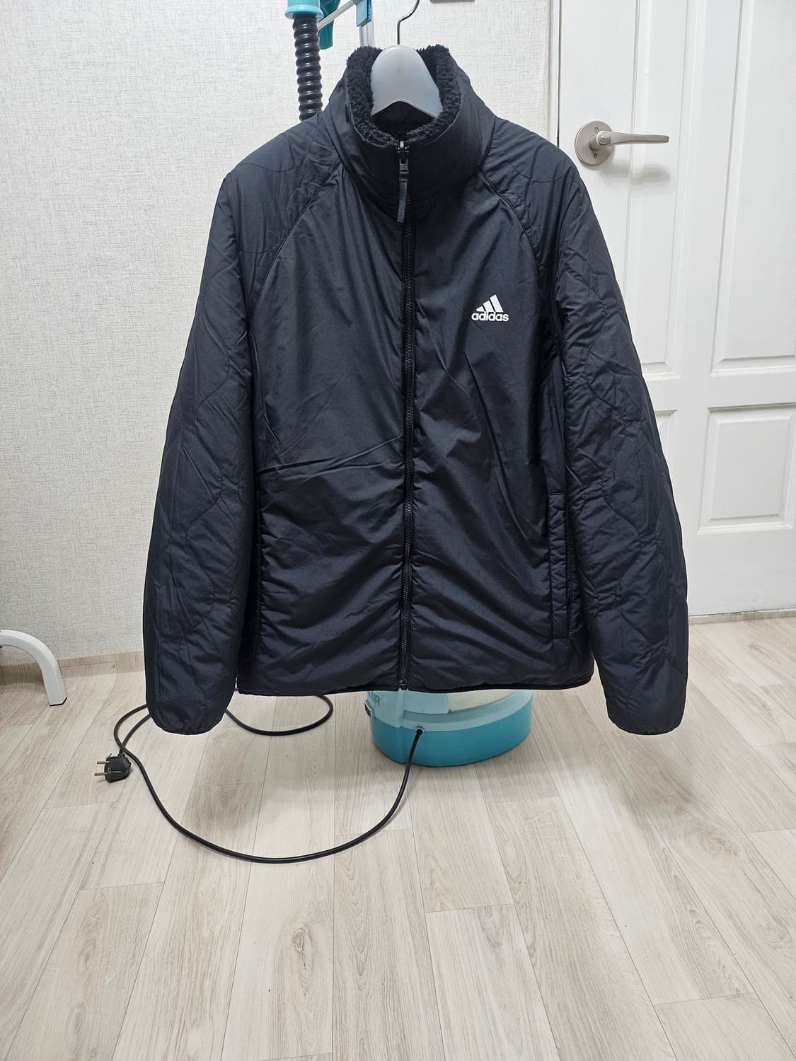 (100)L ☆초대장급☆ 아디다스 리버시블 [블랙] 쉐르파 후리스점퍼 상품이미지6