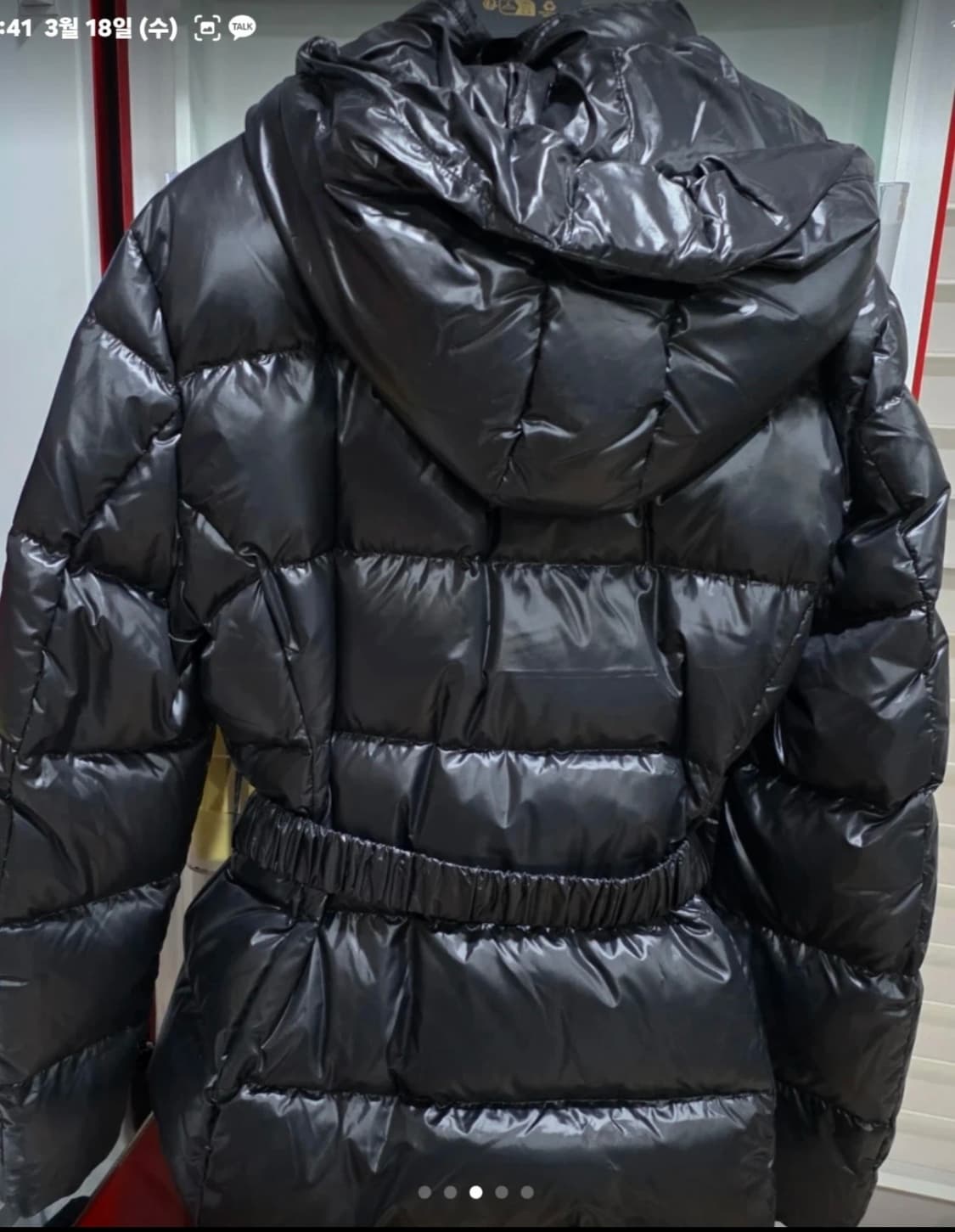 (새상품) 베르사체 블랙 벨티드 롱패딩 점퍼 상품이미지3