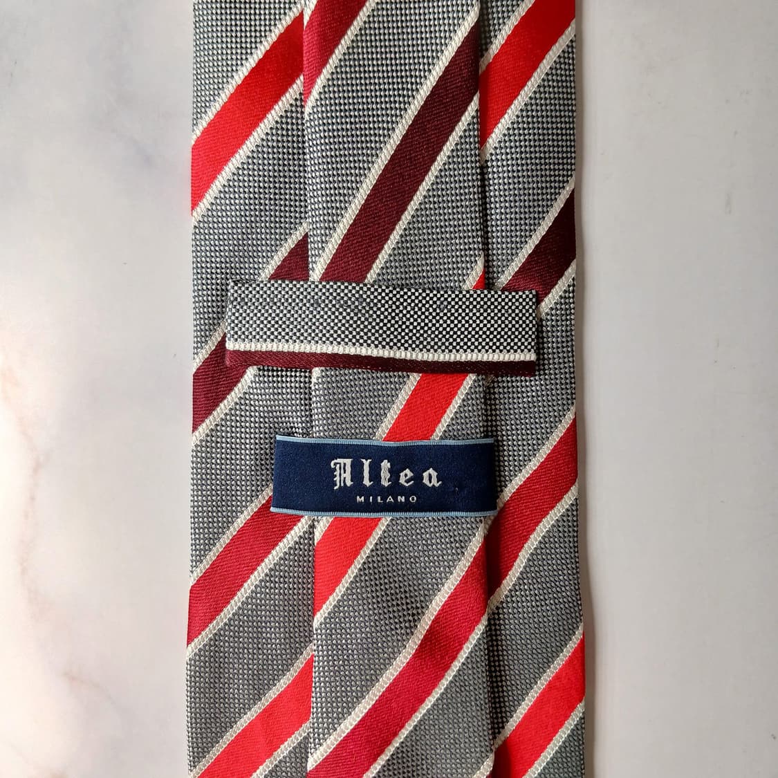 알테아 실크 그레이 스트라이프 넥타이 8.7cm A+등급 G12 상품이미지8