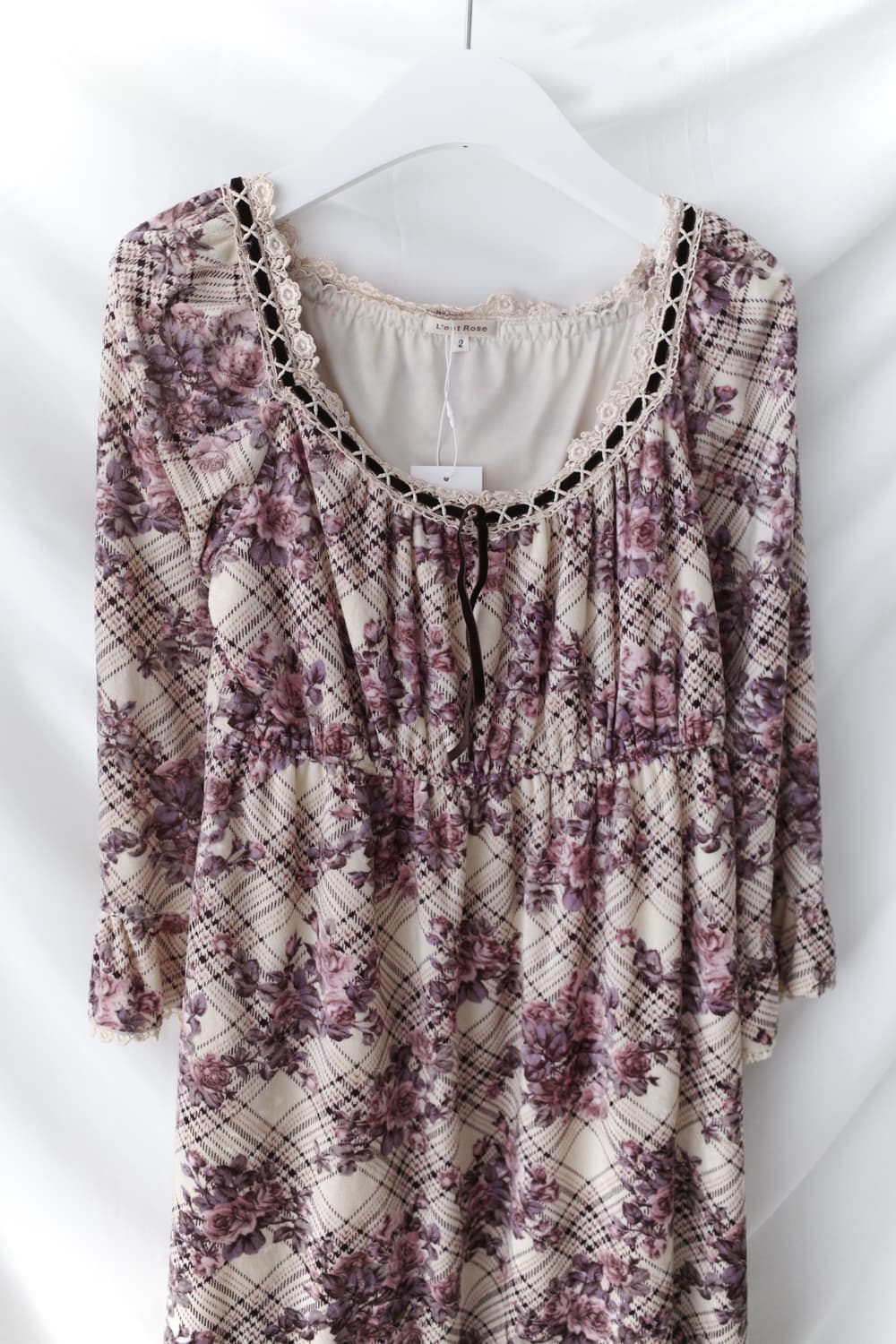 check flower one-piece 상품이미지3