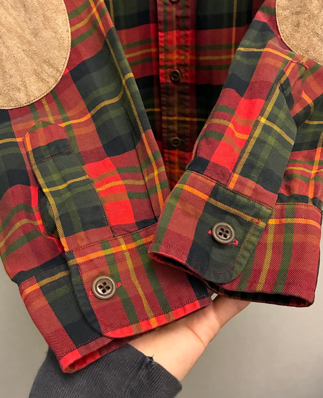 (L)POLO 폴로랄프로렌 타탄체크 포켓 엘보 스웨이드패치 셔츠 상품이미지4