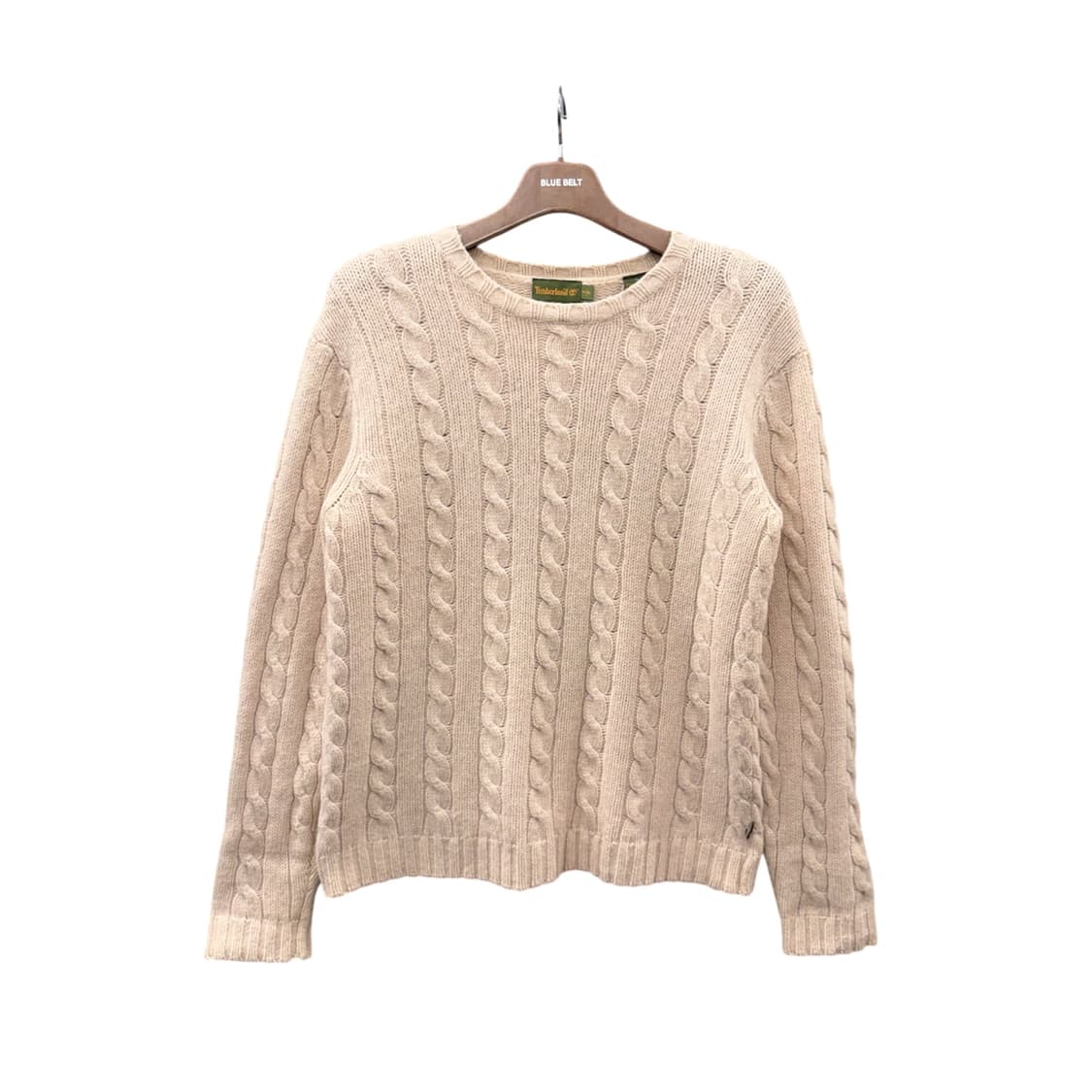 팀버랜드 크루넥 케이블 울니트 탭라벨 디테일 아이보리 상품이미지1