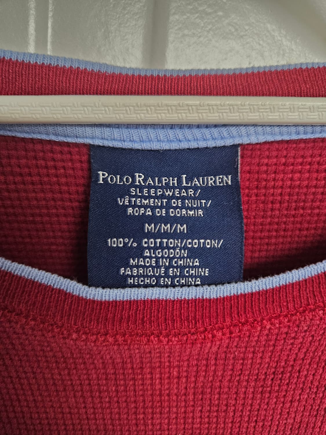 폴로 랄프로렌 레드 와플 긴팔티 M 상품이미지3