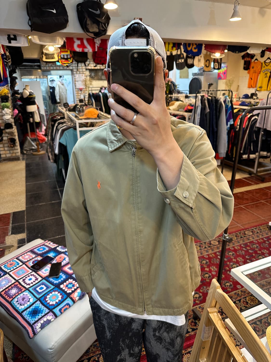 90s 폴로 랄프로렌 카키 스윙탑 블루종 자켓 XL 상품이미지10