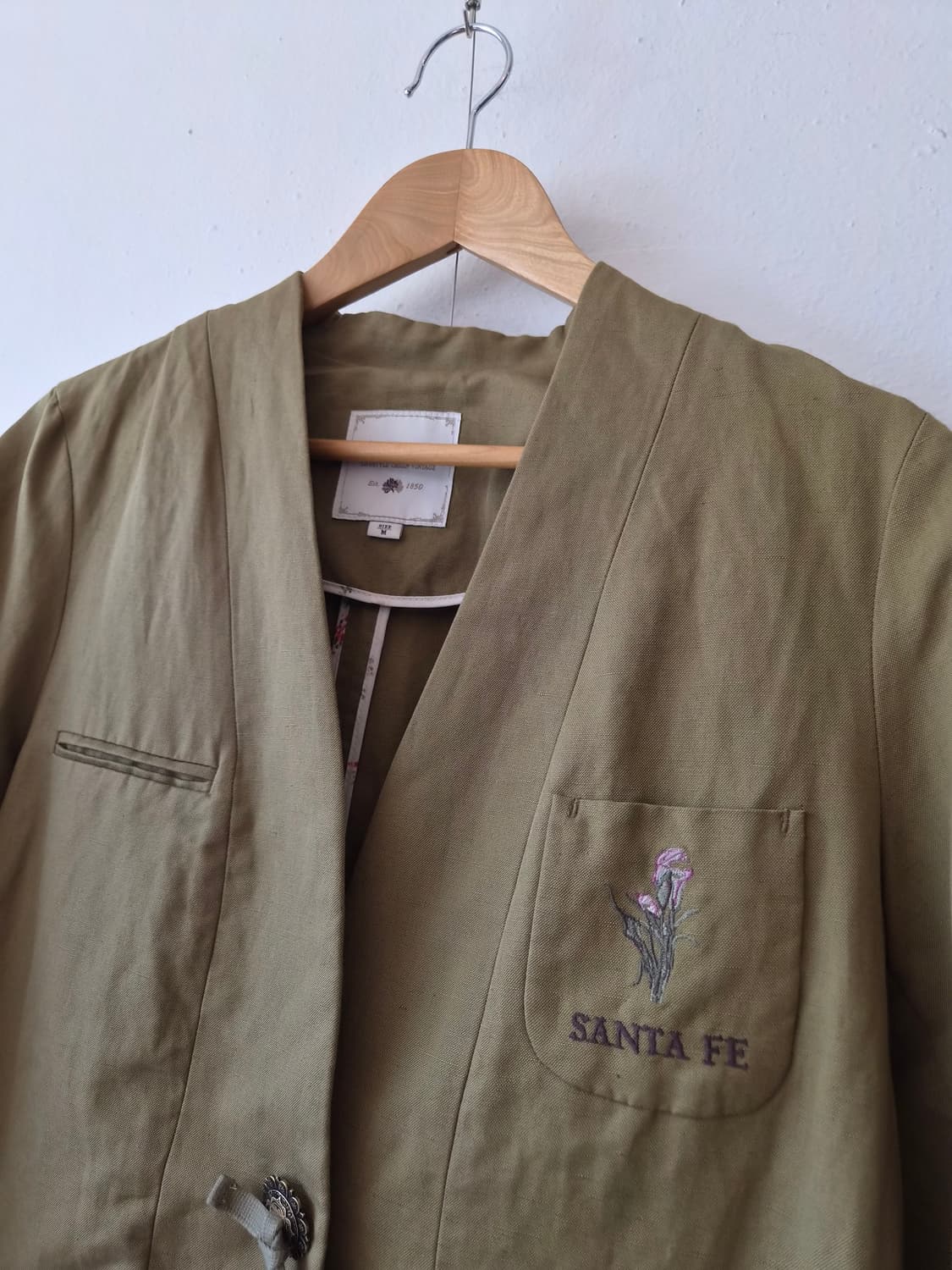 써스데이아일랜드 여성 노카라카키린넨 야상자켓 M사이즈 상품이미지4