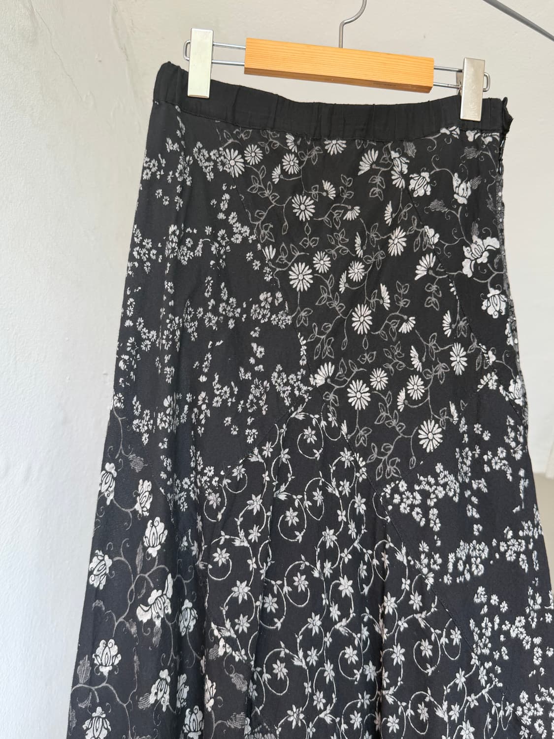 거즈면 패치워크 플라워 롱 스커트 상품이미지2