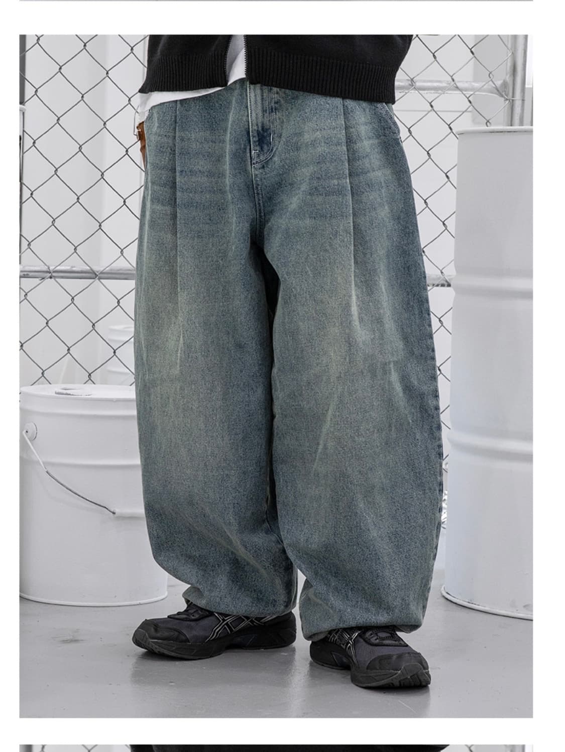 엑스톤즈 빅 와이드 벌룬 데님 팬츠 (BLUE) 상품이미지1