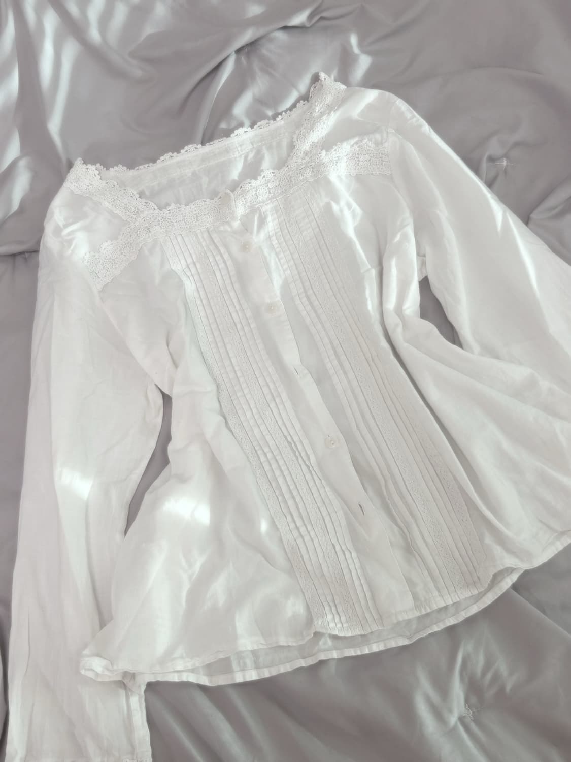 빈티지 유럽풍 모리걸 레이스 핀턱 블라우스 하구미 페어리 코코모리 지구샵 상품이미지2