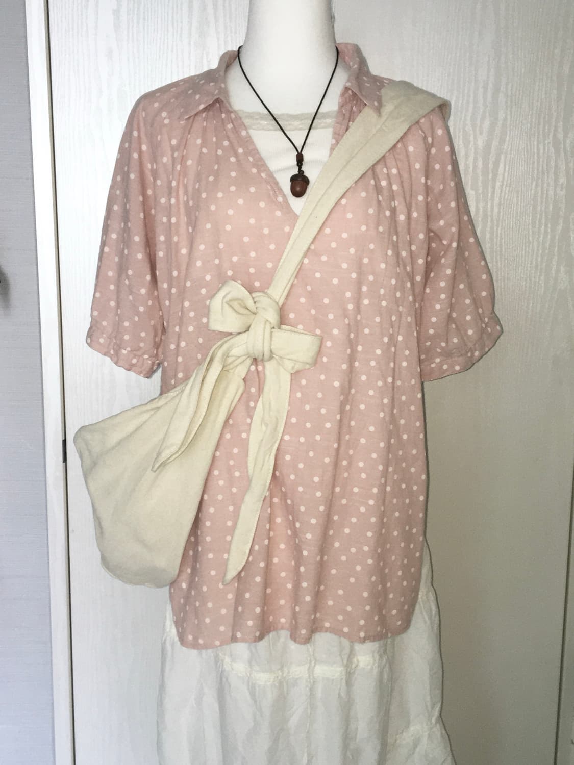 Pink dot lace blouse 상품이미지1