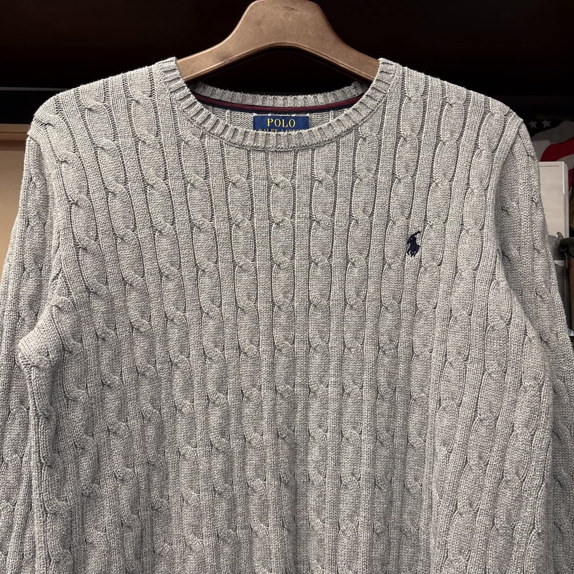 신형라벨 폴로 랄프로렌 케이블 코튼니트 스웨터 그레이 N1052 상품이미지3