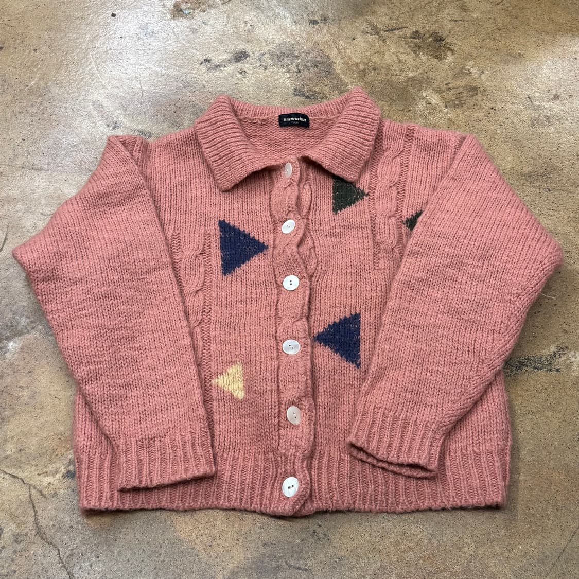 핑크 모리 카라 빈티지 니트 가디건 상품이미지2