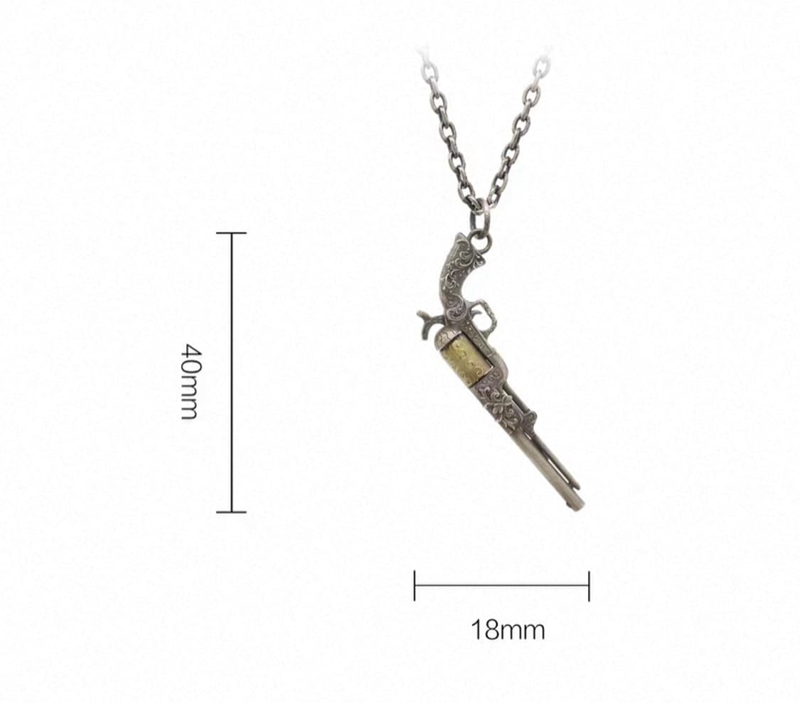 Oceanora 스털링 실버 빈티지 리볼버 펜던트 목걸이 상품이미지4