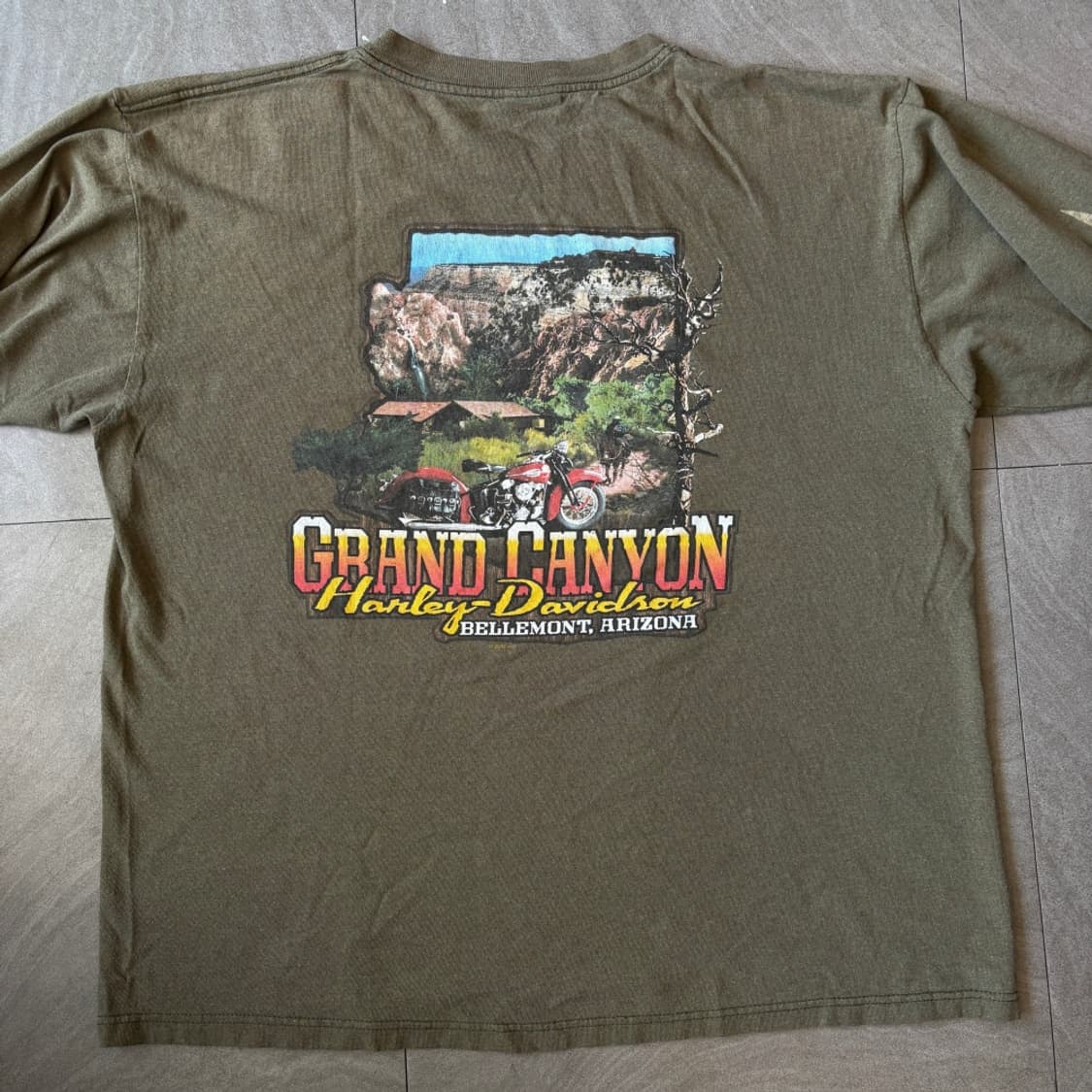 할리데이비슨 정품 미국 생산 카키 플레임 긴팔 티셔츠 상품이미지9