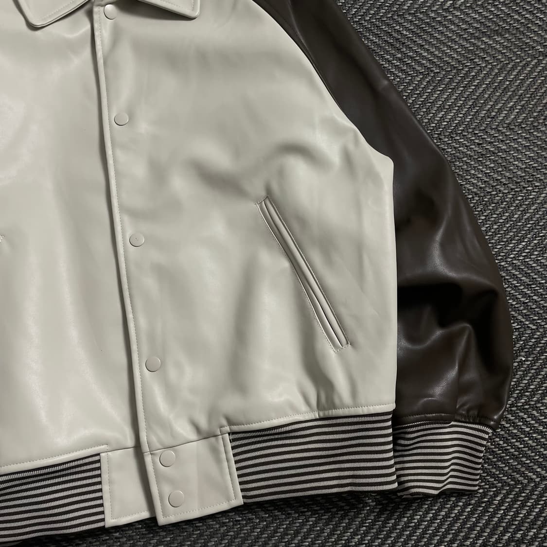 파르티멘토 버핑레더 배색 봄버 자켓o 4108 상품이미지2