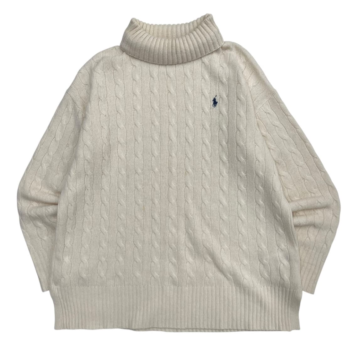폴로 랄프로렌 네이비포니 아이보리 터틀넥 꽈배기 니트 L 상품이미지2