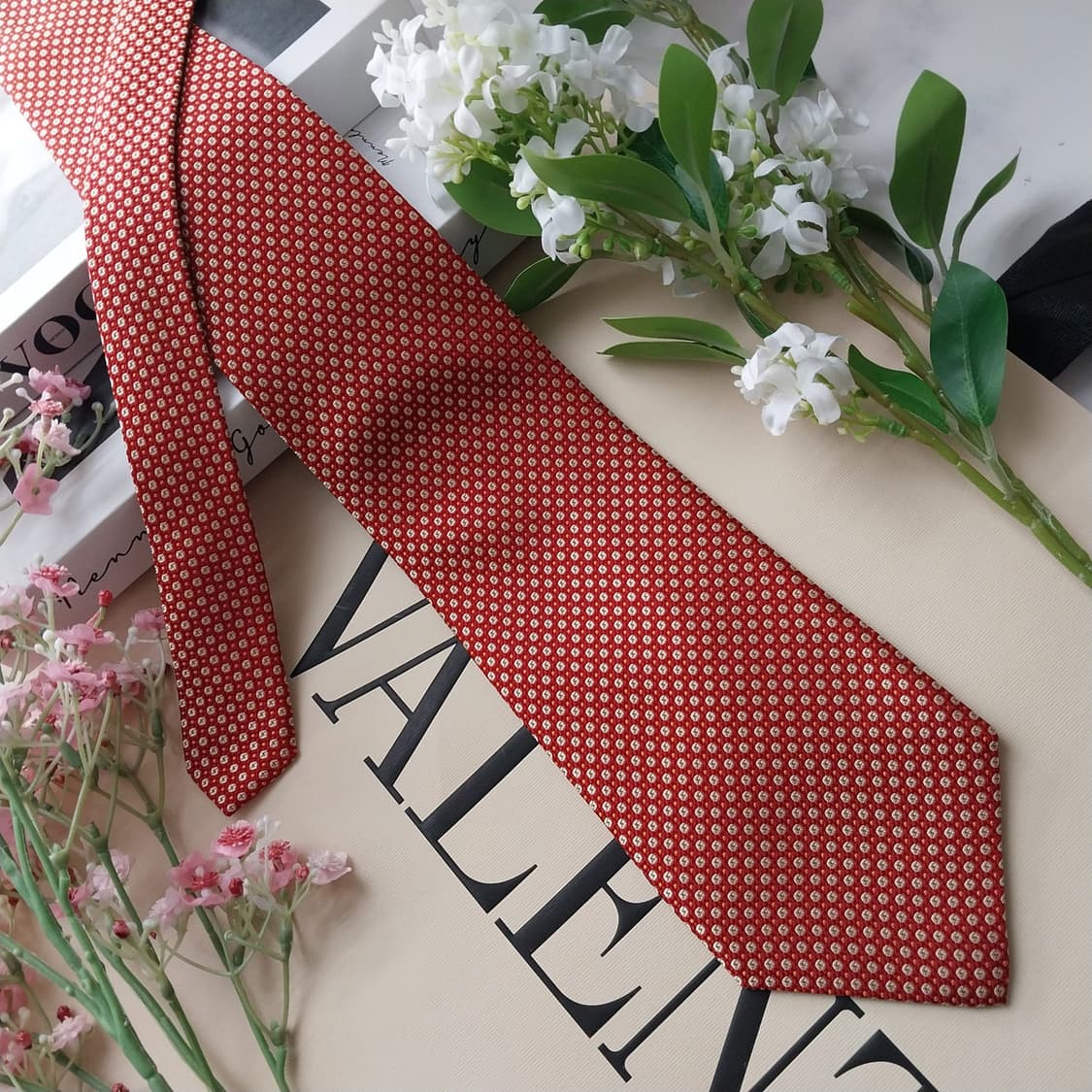 발렌티노 넥타이 레드 스몰 패턴 9.9cm A+등급 K2171
 상품이미지4