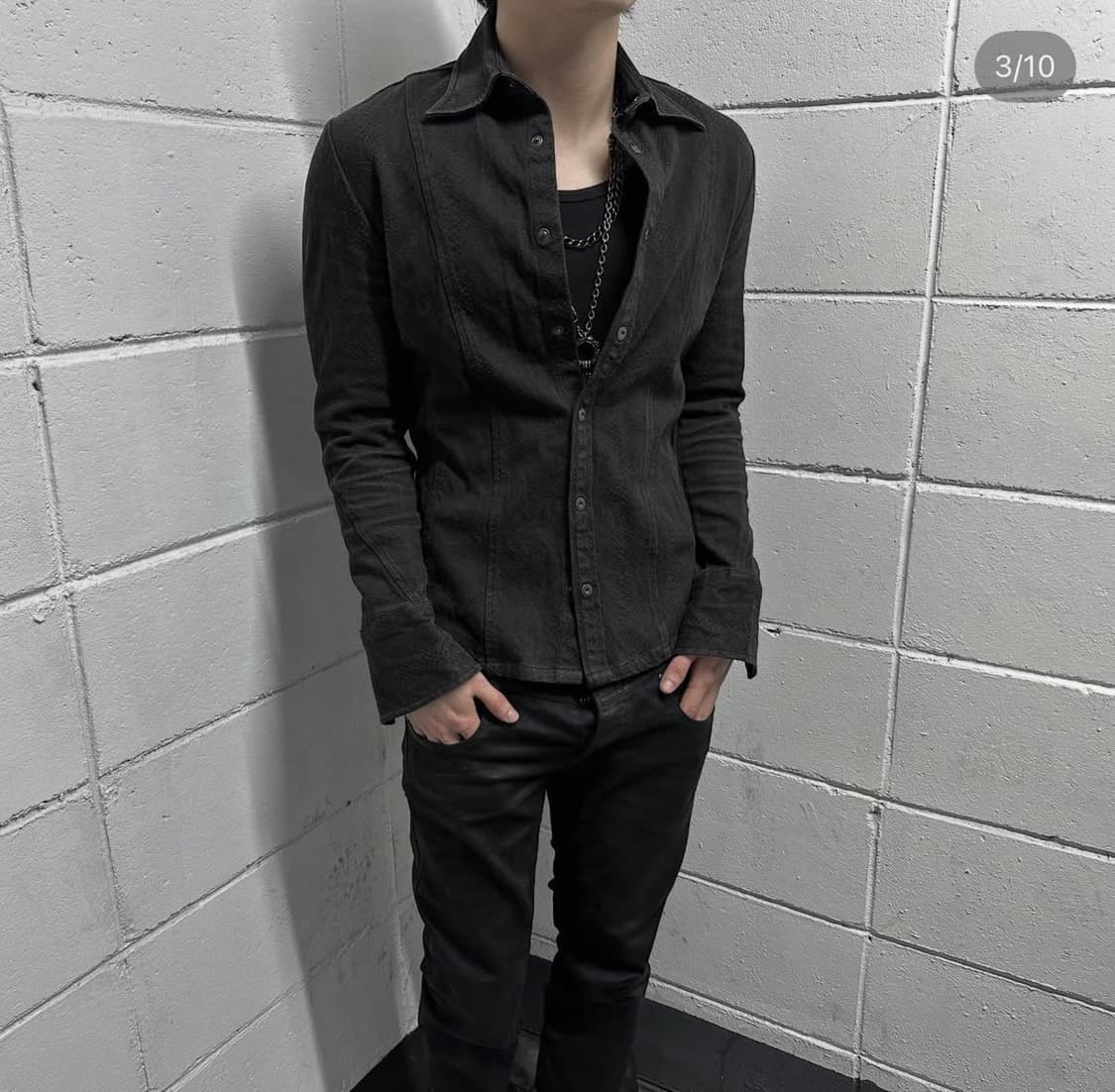 5351 pour les Hommes python texture shir 상품이미지3