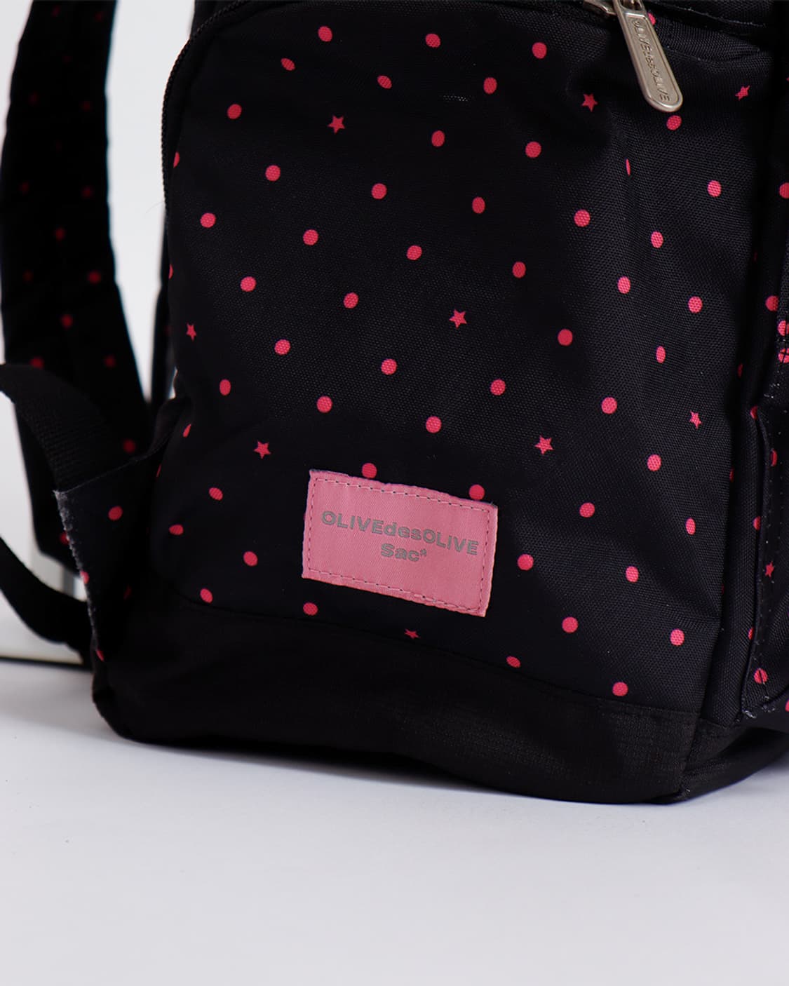 [OLIVE des OLIVE] 블랙 × 핑크 도트 클래식 백팩 상품이미지5