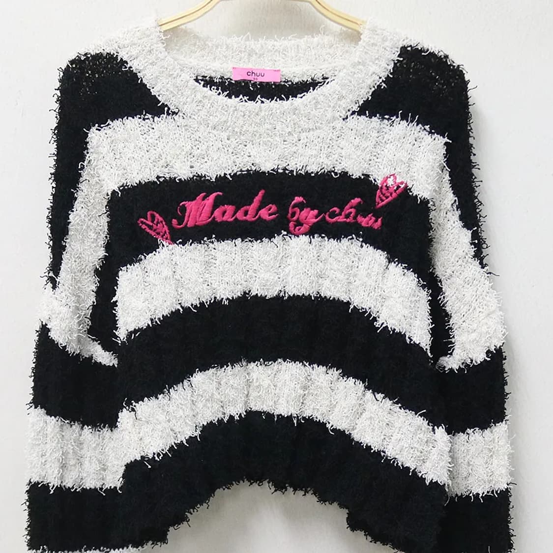 CHUU 부클 스트라이프 크롭니트 64610 상품이미지3