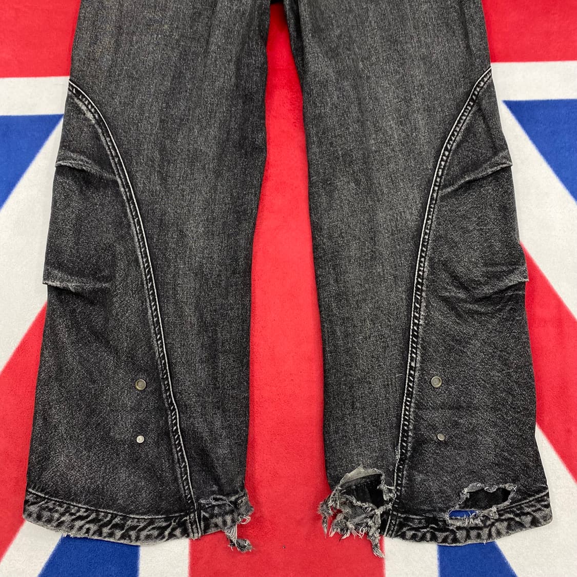 IDWS 아이돈워너셀 와이드 흑청데님팬츠 0 실측32 상품이미지5