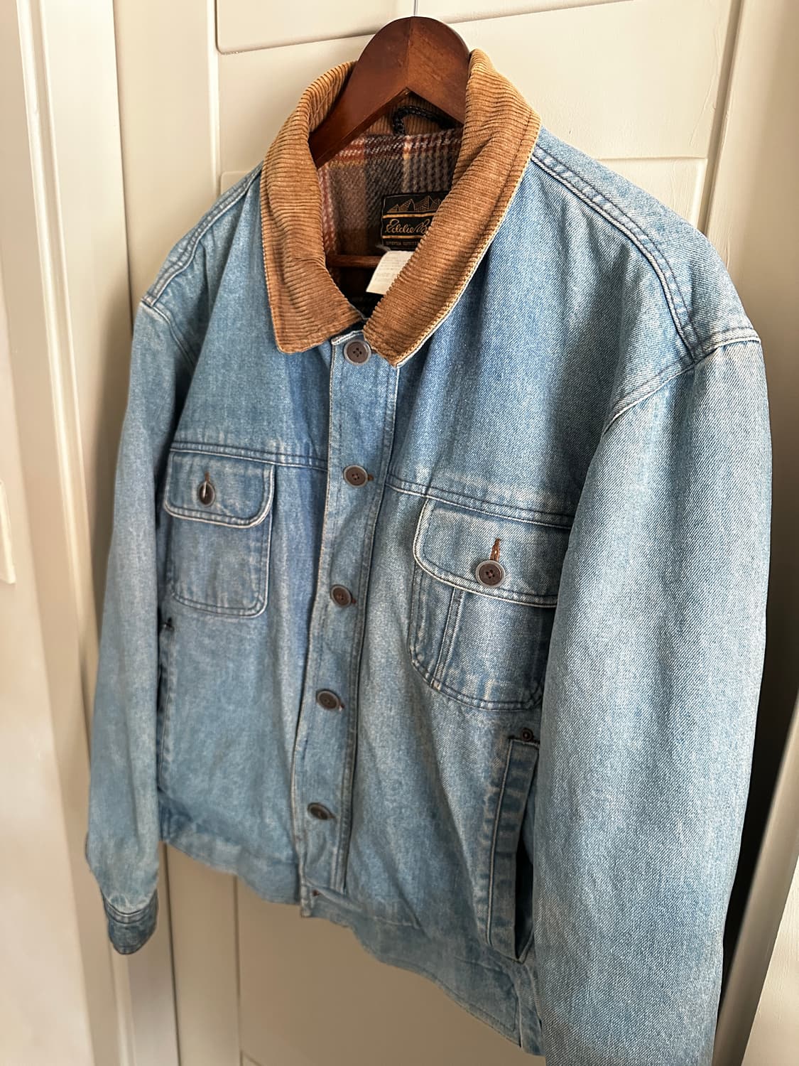 90s Eddie Bauer 코듀로이 카라 데님 워크 자켓 상품이미지3