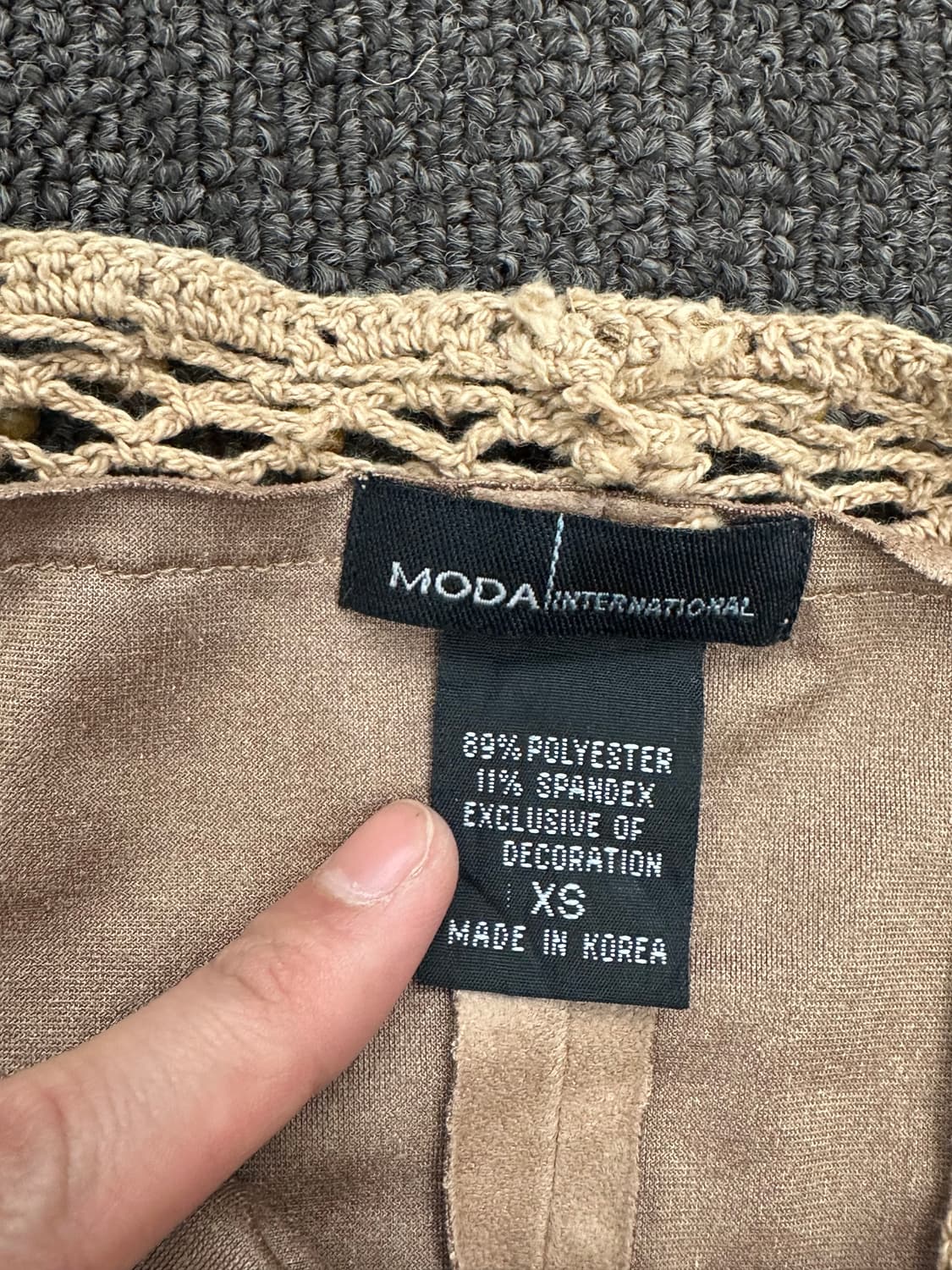 XS)Japanese vintage 구슬 크로셰 디테일 스웨이드 원피스 상품이미지6