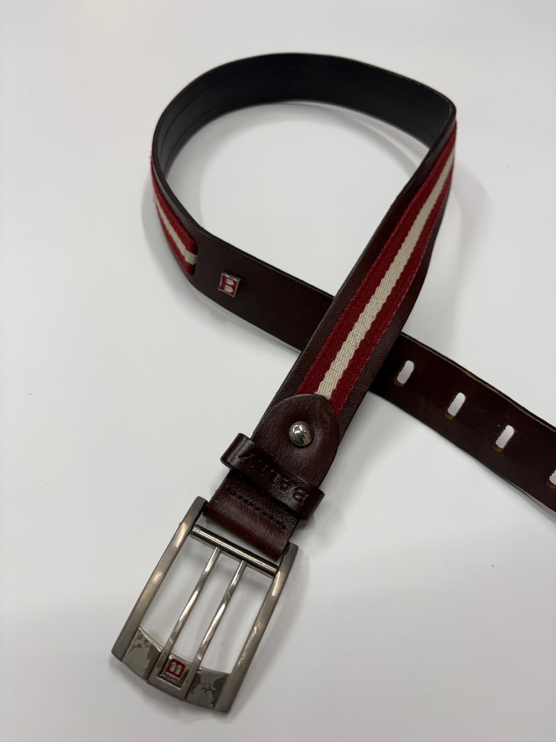 BALLY 스트라이프 레더 벨트 상품이미지3