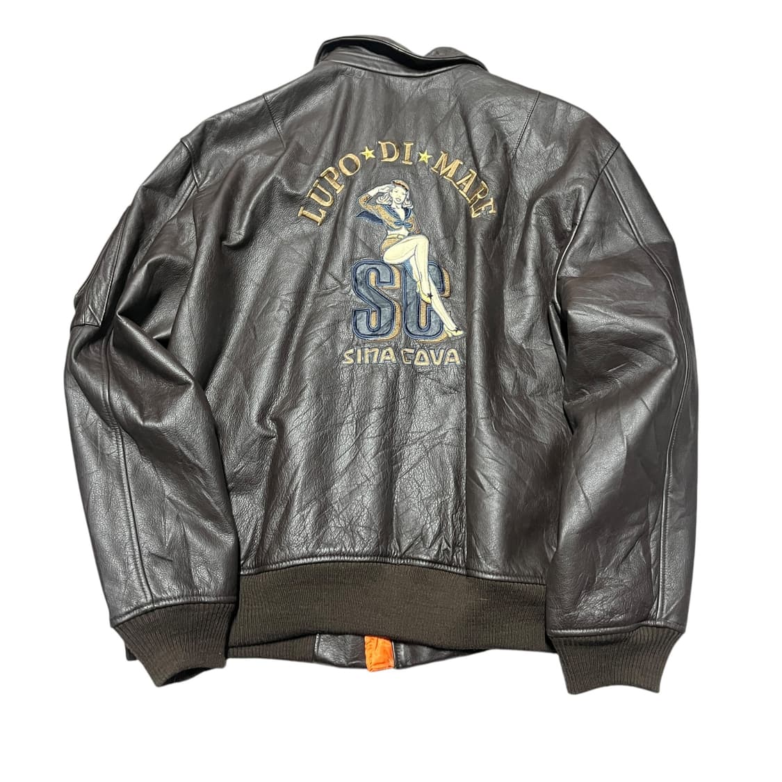 시나 코바 SINA COVA 자수 디테일 소 가죽 봄버 자켓 상품이미지1