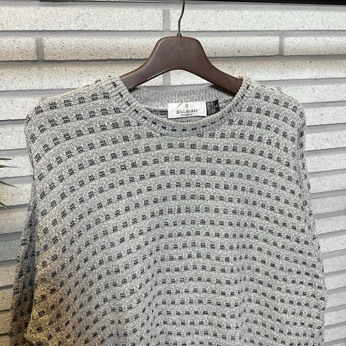 USA VINTAGE 니트 라운드넥 미니 스티치 패턴 디테일 그레이 상품이미지4