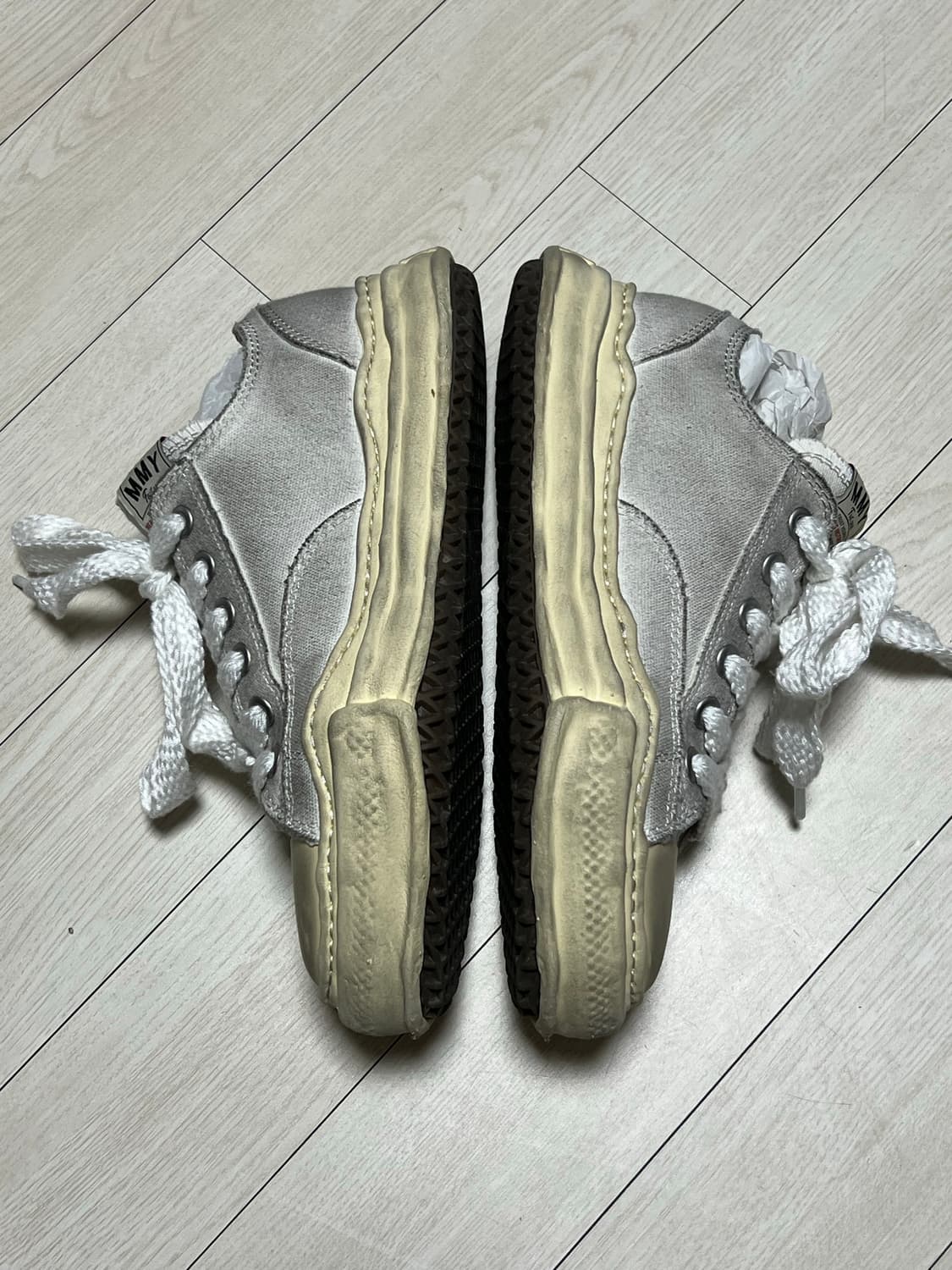 메종 미하라 야스히로 피터슨 OG 솔 DR 캔버스 로우탑 화이트 40 상품이미지5