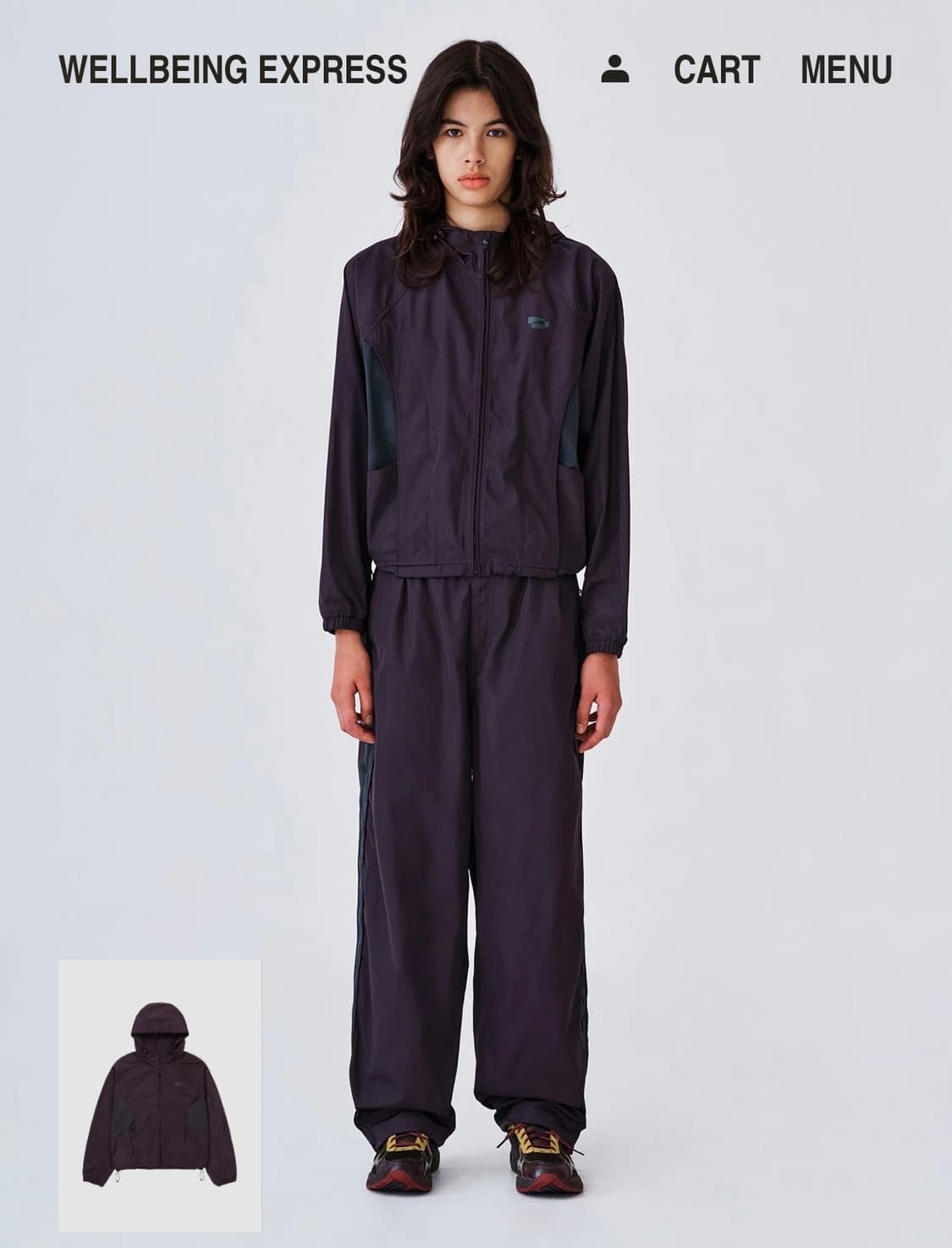 웰빙익스프레스 윈드브레이커 트랙팬츠 버건디 트레이닝 셋업 상품이미지1