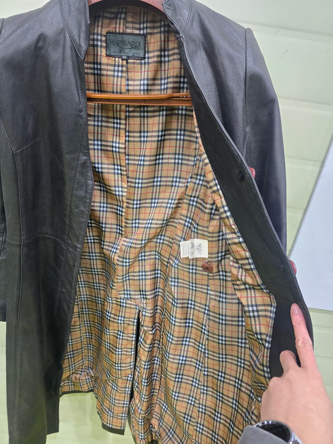 RAPISARDI 체크 안감 소가죽 코트 S 상품이미지3