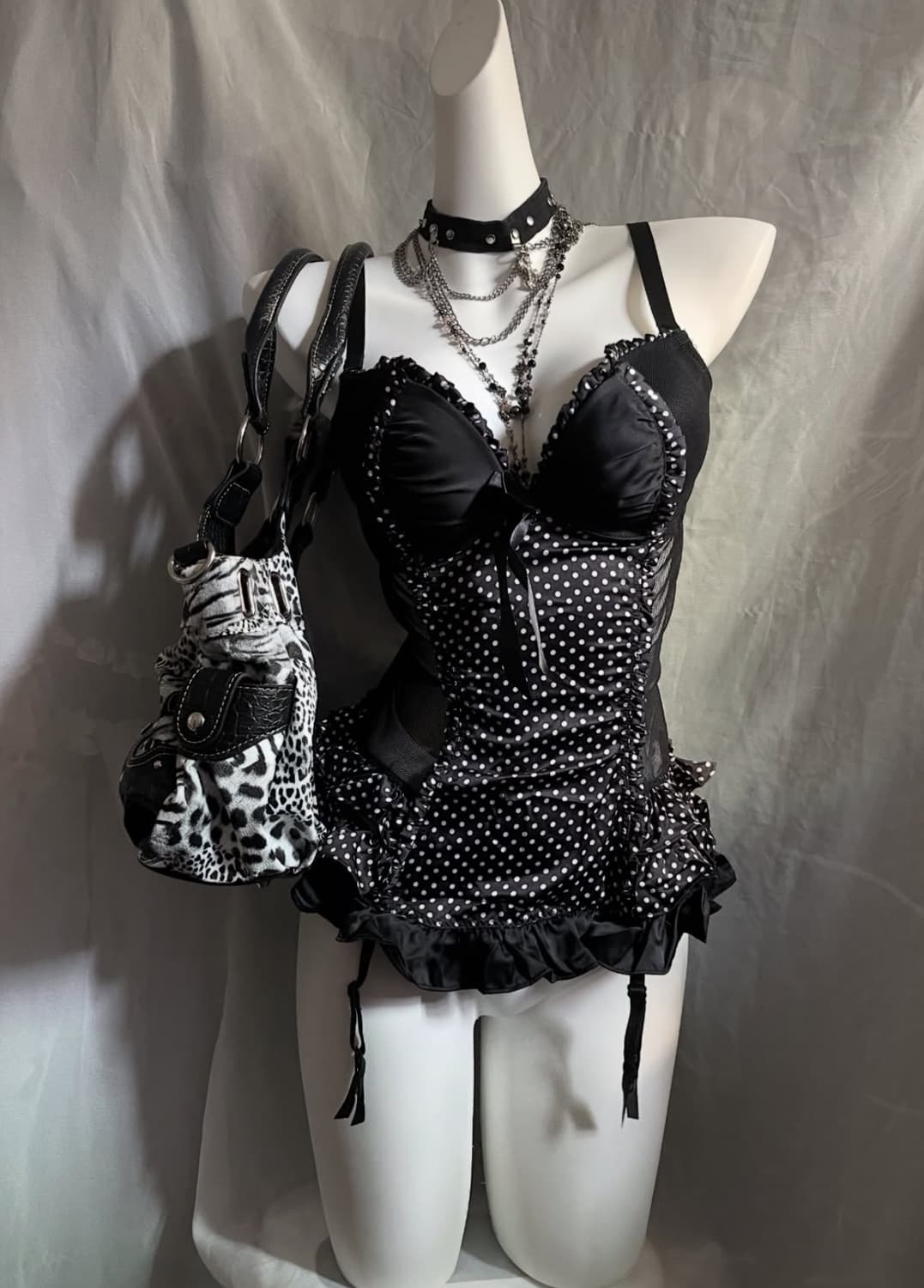 도트 시스루 코르셋 상품이미지1