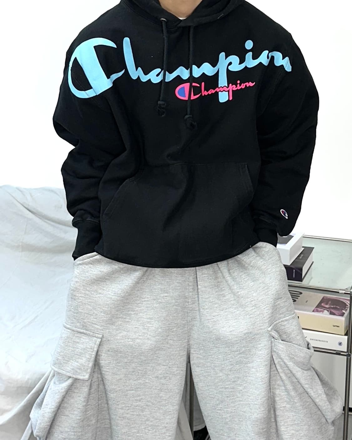 챔피온 리버스위브 빅로고 후드티 상품이미지1