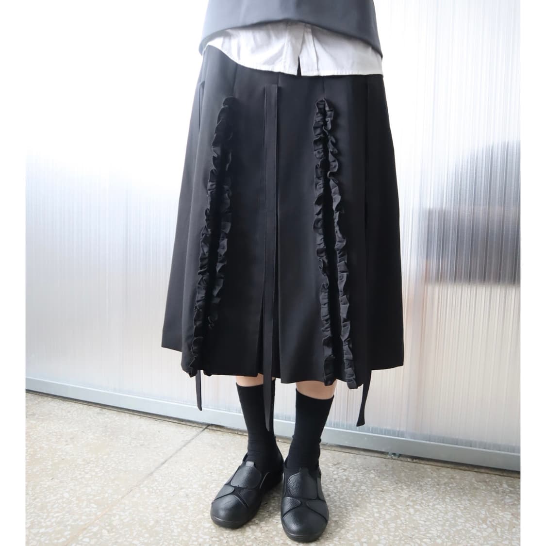 바하윤 러플 리본 플리츠 스커트 구매합니다 상품이미지1