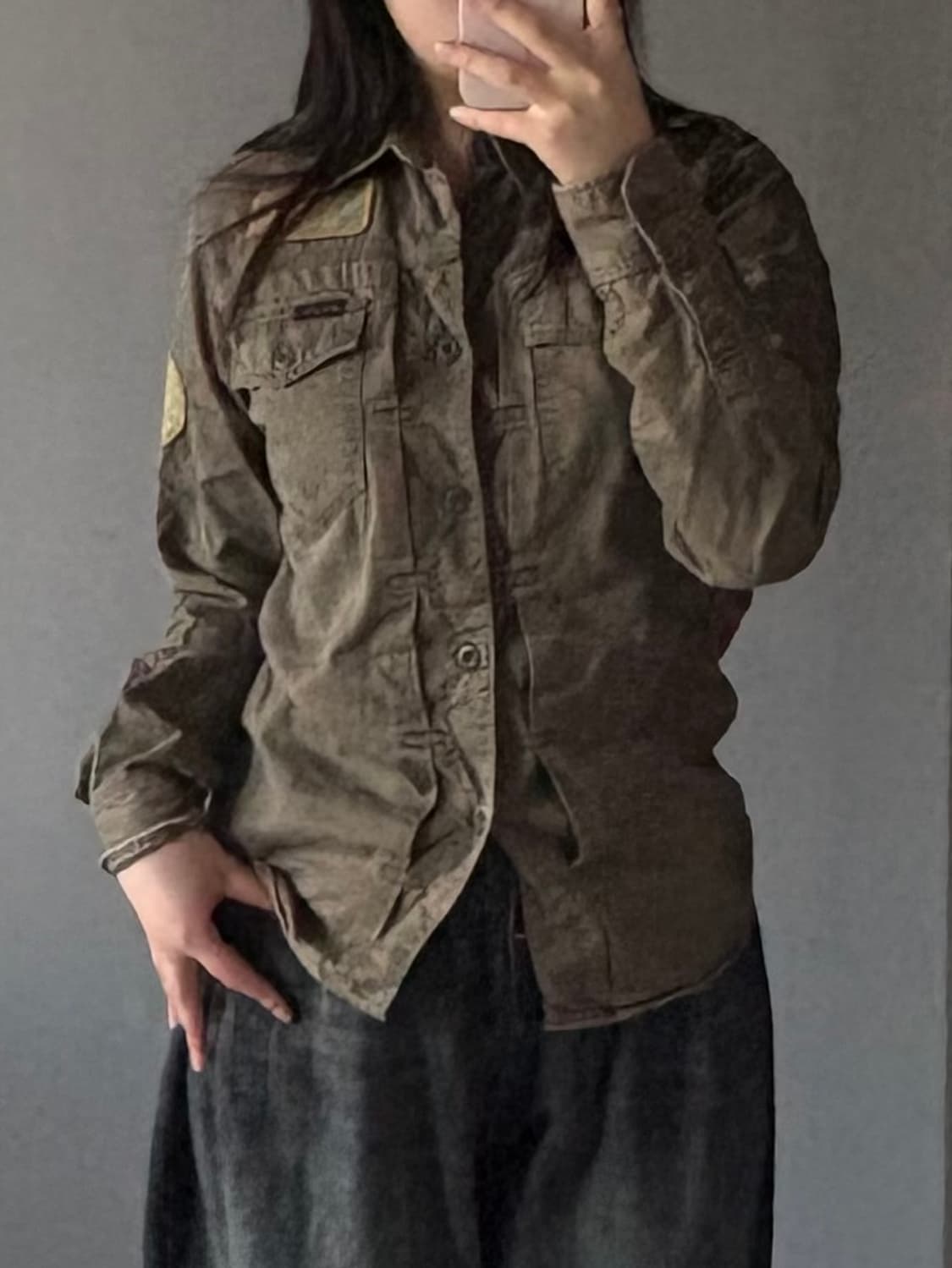 히스테릭 글래머 히글 밀리터리 카키 셔츠 상품이미지2