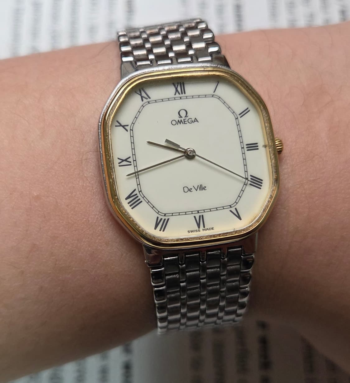 레어] 빈티지 오메가 드빌 팔각옥토 요구르트 로만판 슬림쿼츠 브레이슬릿  상품이미지2