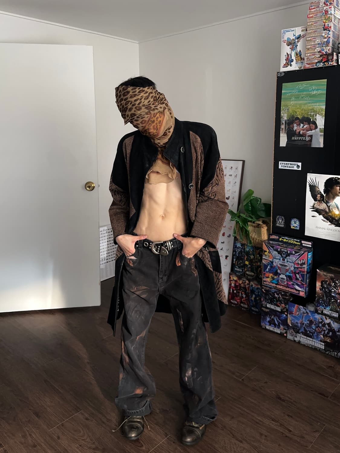 Pielita by Moonbat 레오파드 믹스 피그레더 코트 상품이미지5