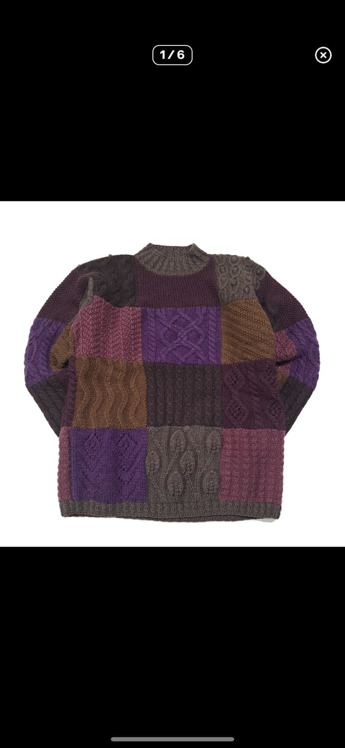 CLO7O S/M 엘엘빈 멀티 블록 크레이지 패턴 패치워크 니트 상품이미지1