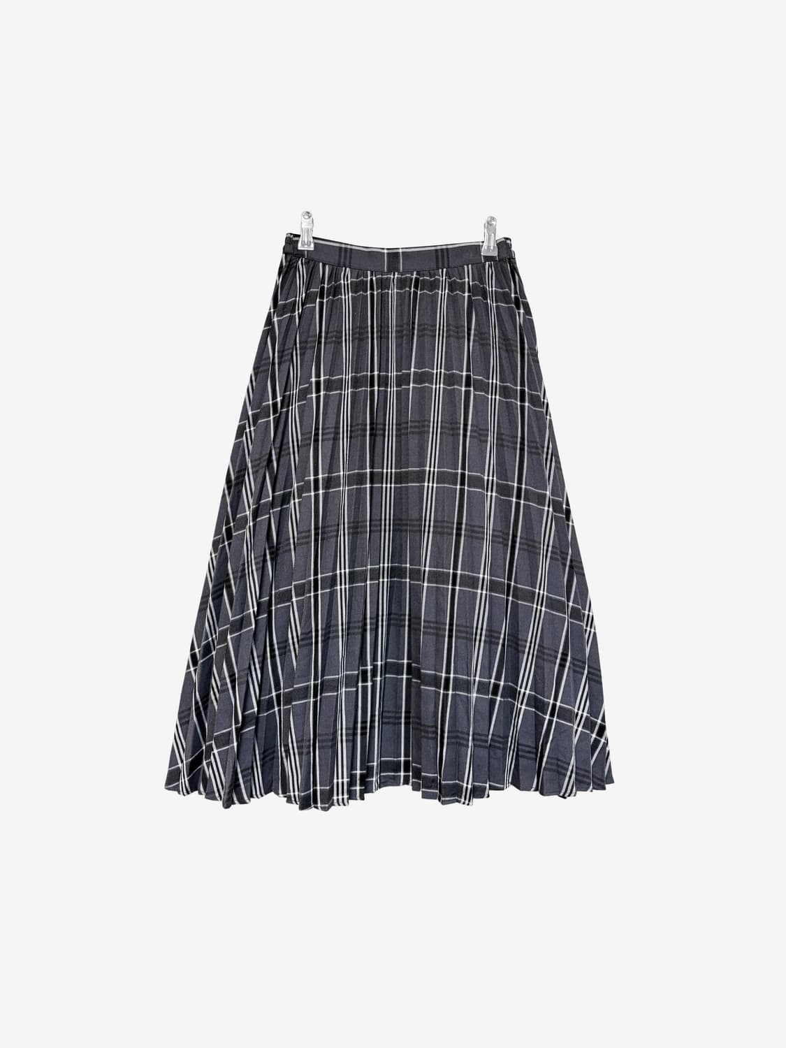 Checked Pleated Long Skirt – Dark Grey 상품이미지4