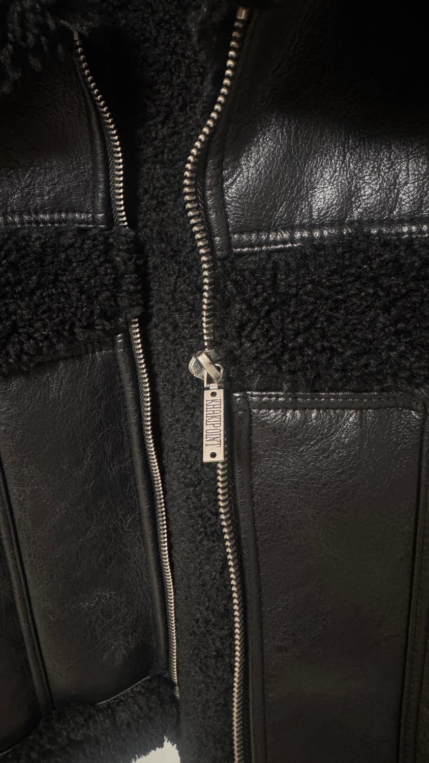 카키포인트 스티치 퍼 무스탕 블랙 상품이미지8